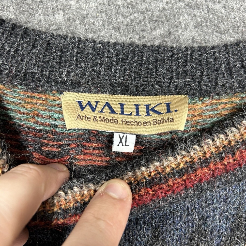 Waliki Sweater Mens XL Multicolor Aztec Alpaca Southwestern Long Sleeve Pullover - Picture 3 of 8